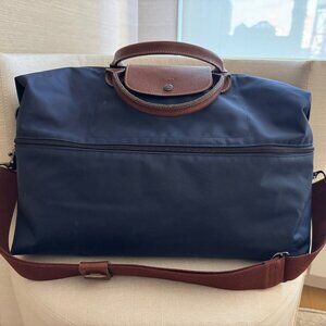 Longchamp Le Pliage Expandable Duffel Weekender in Blue